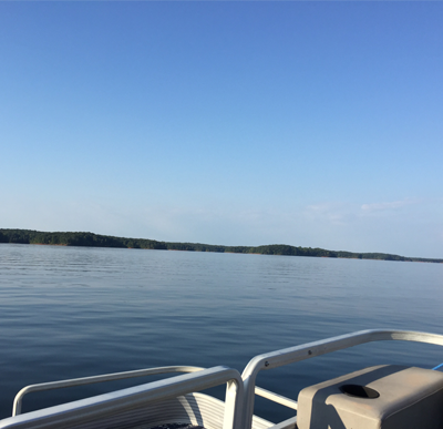 A Boat View Near the Lakefront Properties in Clarksville, VA